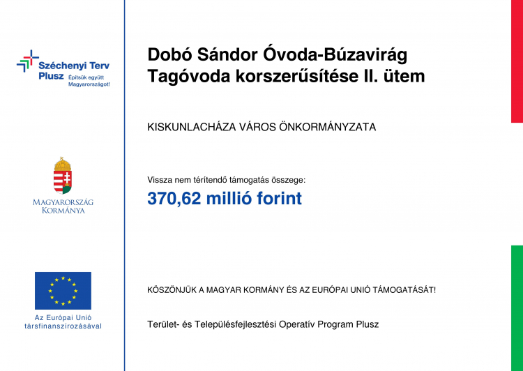 Dobó Sándor Óvoda-Búzavirág Tagóvoda korszerűsítése II. ütem